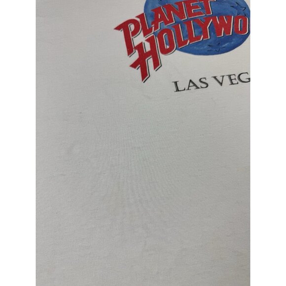 Vintage 90s Planet Hollywood Las Vegas Promo White Shirt Fit 2XL Art Logo - Picture 7 of 10